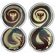 Germania BLOODY DRAGONS Special Edition BEASTS FAFNIR GEMINUS 2 x 5 Mark 2020 Two Coin Silver Set Gold plated (1 oz x 2) 2 oz